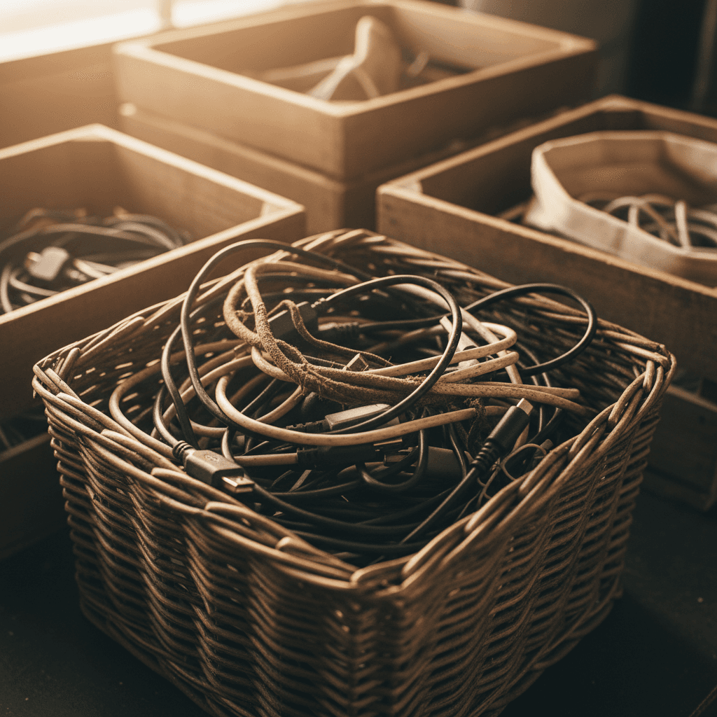 Power cables and chargers collected for processing