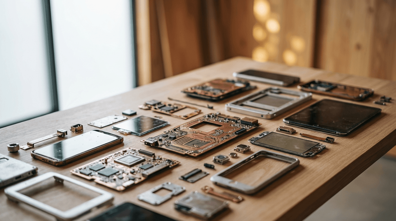 Organized electronic waste including monitors and computer towers at recycling facility